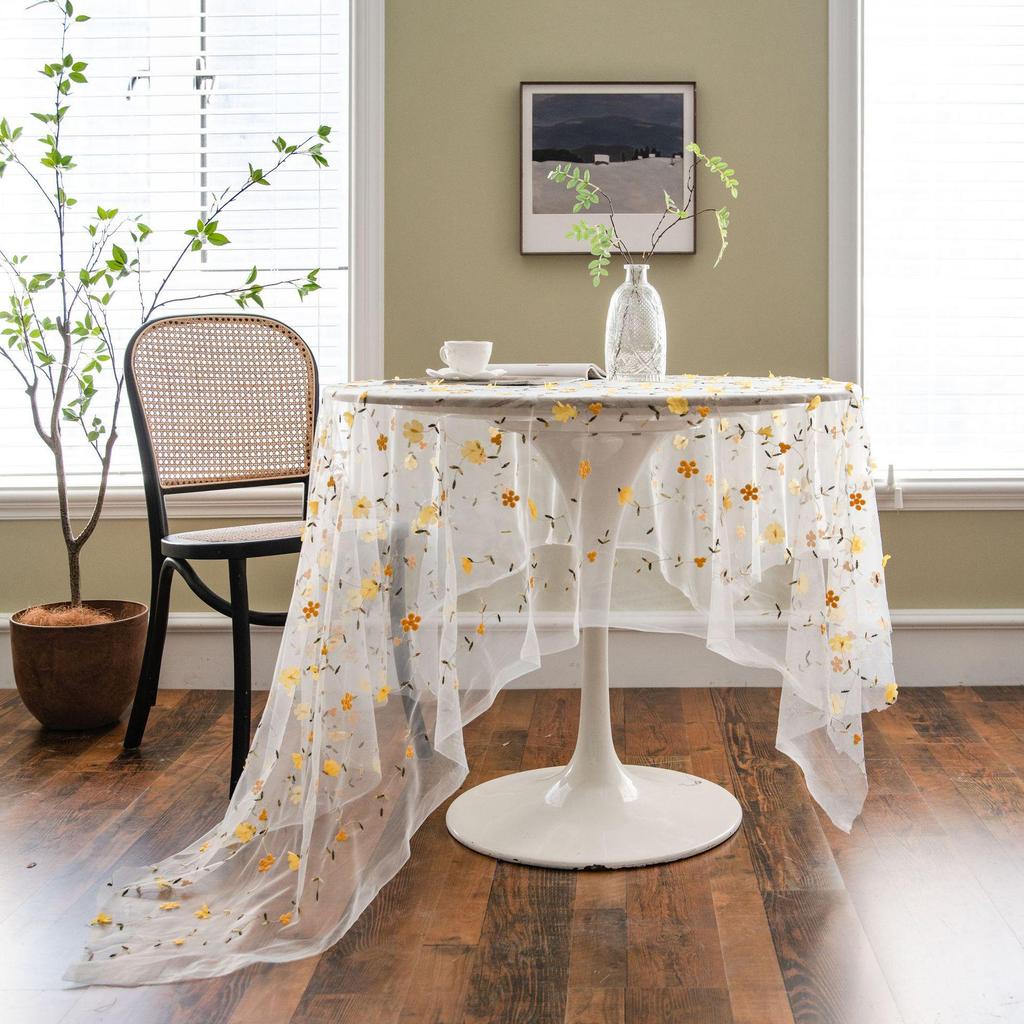Imanqiyun Colorful Embroidered Floral Lace Tablecloth and Photography Backdrop.