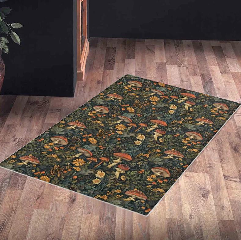 Pilzteppich Pilzmusterteppich Pilzdeko Pilzdruckteppich Pilzteppich Teppich mit Pilzmotiv Heimdekorativer Teppich