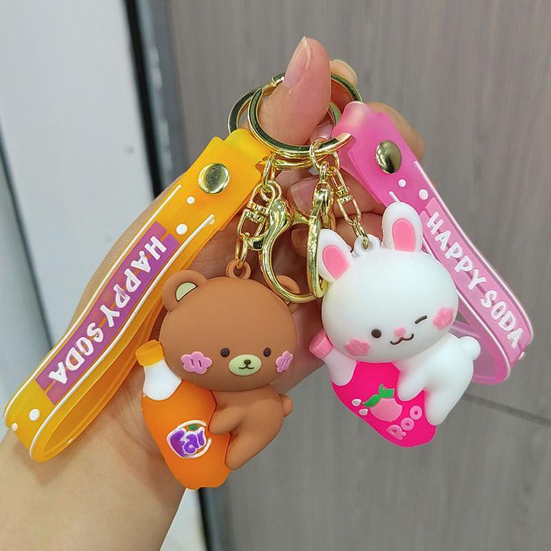 Rabbit Adorable Cartoon Animal Bubble Water Keychain Cute Silicone Accessory