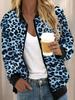 Autumn new European and American leopard print stand-up neck zipper cardigan jacket