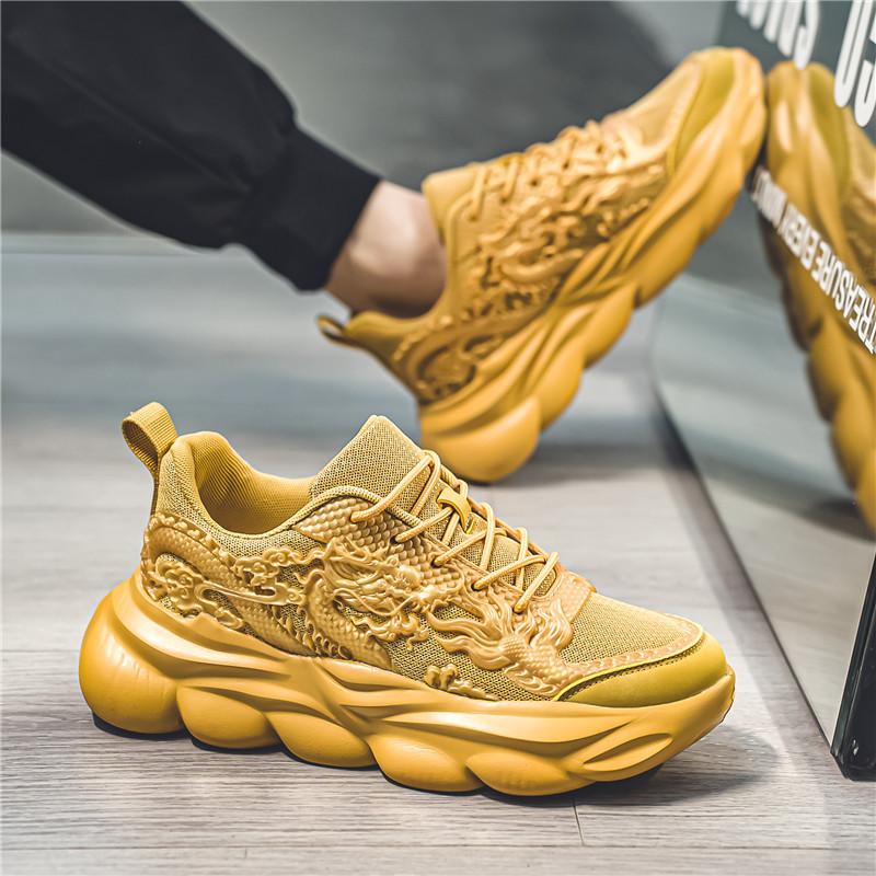 

Весна новая популярная спортивная и повседневная обувь мужские туфли года дракона мужские туфли дышащая нескользящая резиновая и пластиковая подошва светящаяся 44 жёлтый