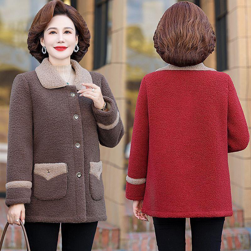 Płaszcz z polaru jagnięcego damski jednolity kolor gruby pluszowy płaszcz ciepły płaszcz z polaru bawełnianego z cząsteczkami zimowy