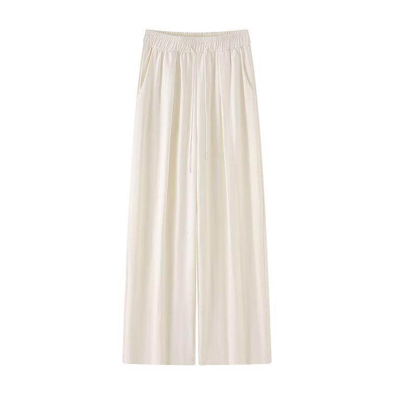 Women's Autumn 2025 High-Waist Wide-Leg Pants - White, Draped, Loose-Fit, Lightweight Yamamoto Style