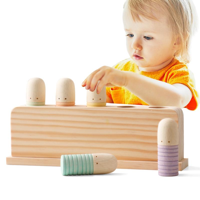 

Baby Toys Wooden Little Man Toy Color Recognition Toy Wooden Little Jumping Toy Hand And Foot Coordination Toy Baby Gifts