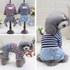 Pet Spring High Neck Striped Pattern Four-legged Pants T-shirt  Dog Cat Clothes