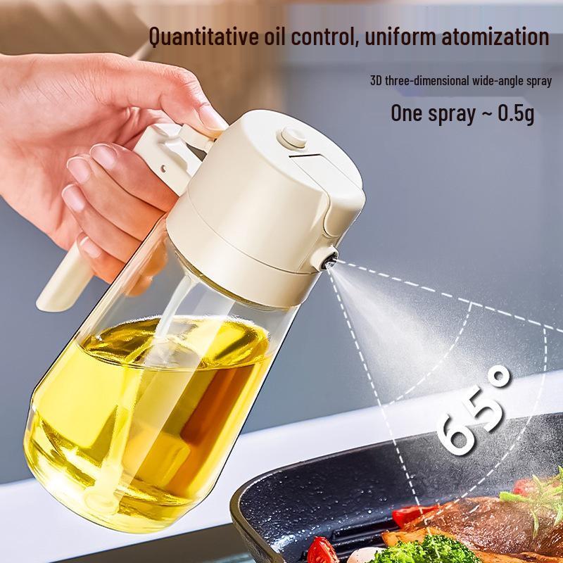 Two-in-One Glass Oil Spray & Pour Bottle - No Drip, Food Grade for Kitchen & Air Fryer