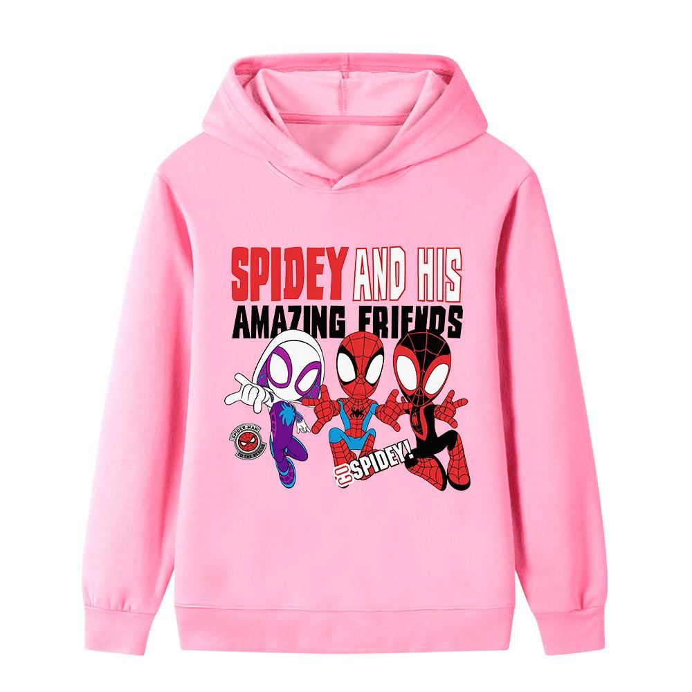 Kinder Kapuzenpullover Spidey und seine erstaunlichen Freunde Cartoon Superheld Kunstdruck Pullover Herbst Winter Freizeit Sportbekleidung für Kinder Tägliche Nutzung