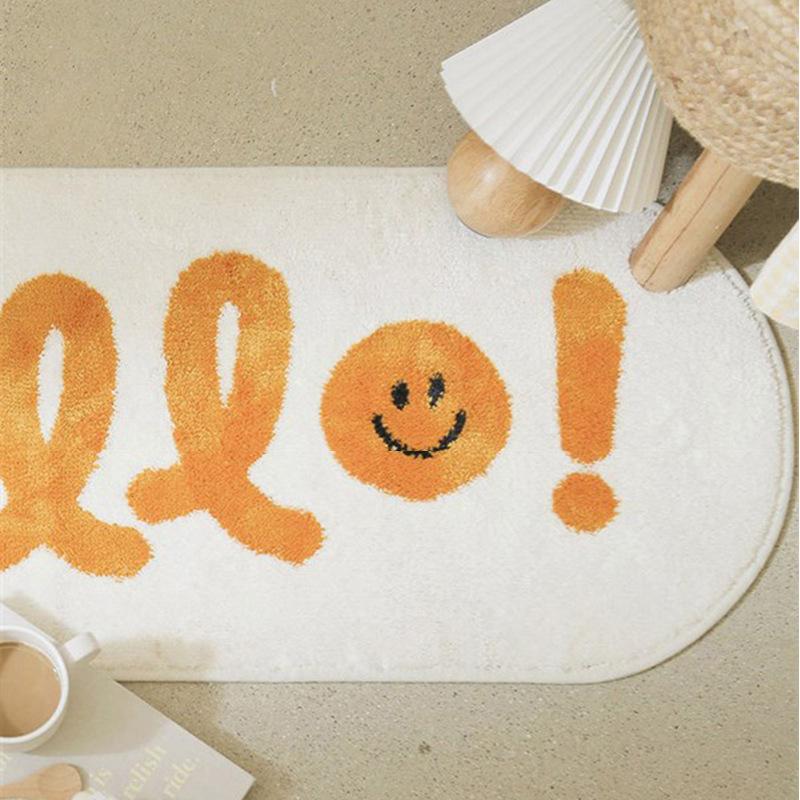 Bedside Long Carpet Cartoon Pattern Letter Cat Non -Slip Carpets Living Room Floor Mat Water Absorption Rugs Tapetes De Sala