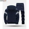 Large Size Winter Men's Casual Sports Padded Suit Hooded Jacket Warm Thickened Two-piece Casual Sports Suit Men's Winter