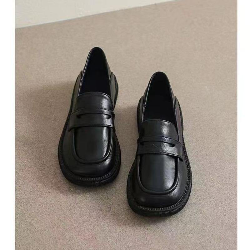 New Women's Thick-soled Shoes, Round-toed Croaker Loafers