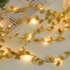 Golden Silver Tiny Leaves Fairy Light 20/50/100LEDs Battery Powerd Artificial Plant Garland Vine Lights For Wedding Home Party