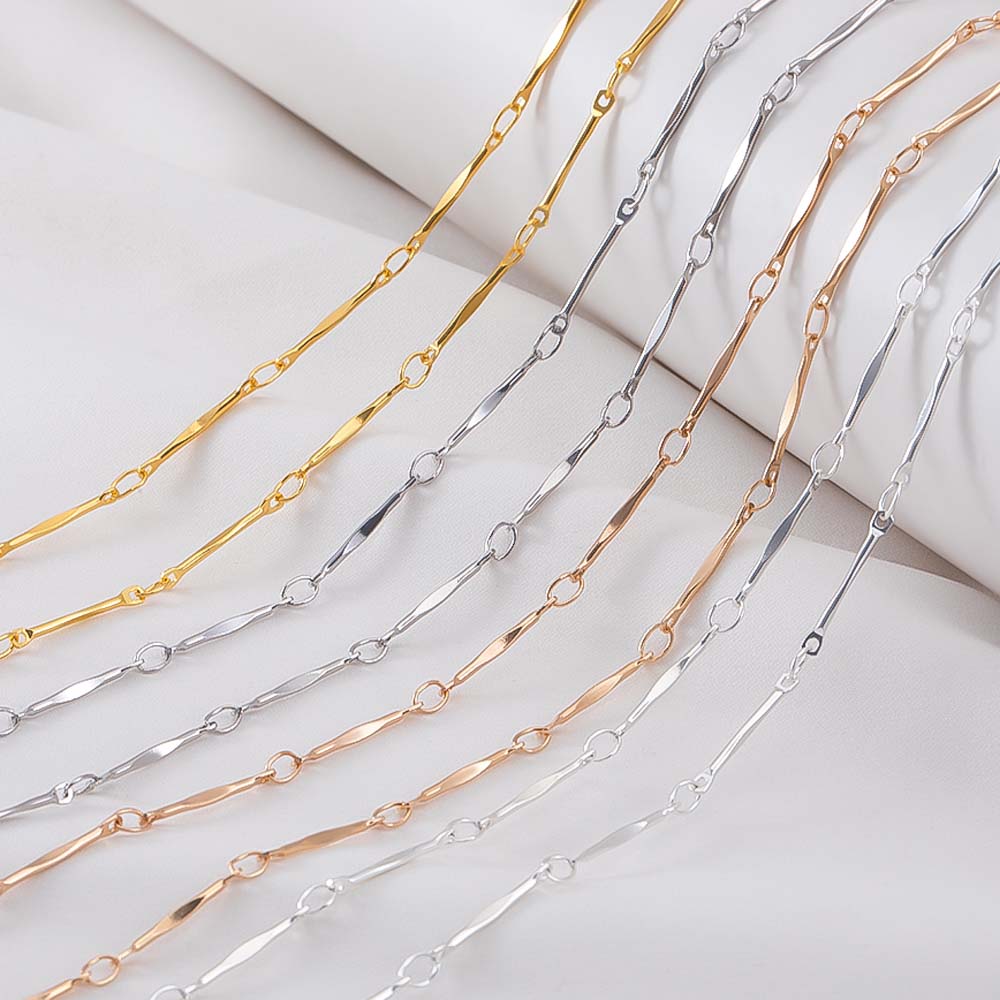 2Meters 1Meter 0.5Meter Flat Stick Basic Chain Bracelet Necklace Copper Chains Line Clothing Decorative Chain for Jewelry Making