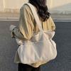 Winter solid color corduroy tote bag women's style large capacity versatile shoulder handbag casual bag