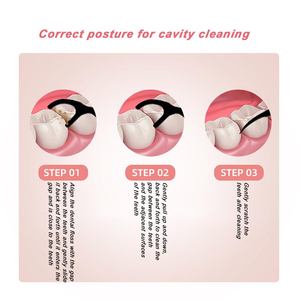 Bamboo Charcoal Dental Floss Teeth Stick Tooth Pick Interdental Brush Teeth Clean Toothpick 50pcs