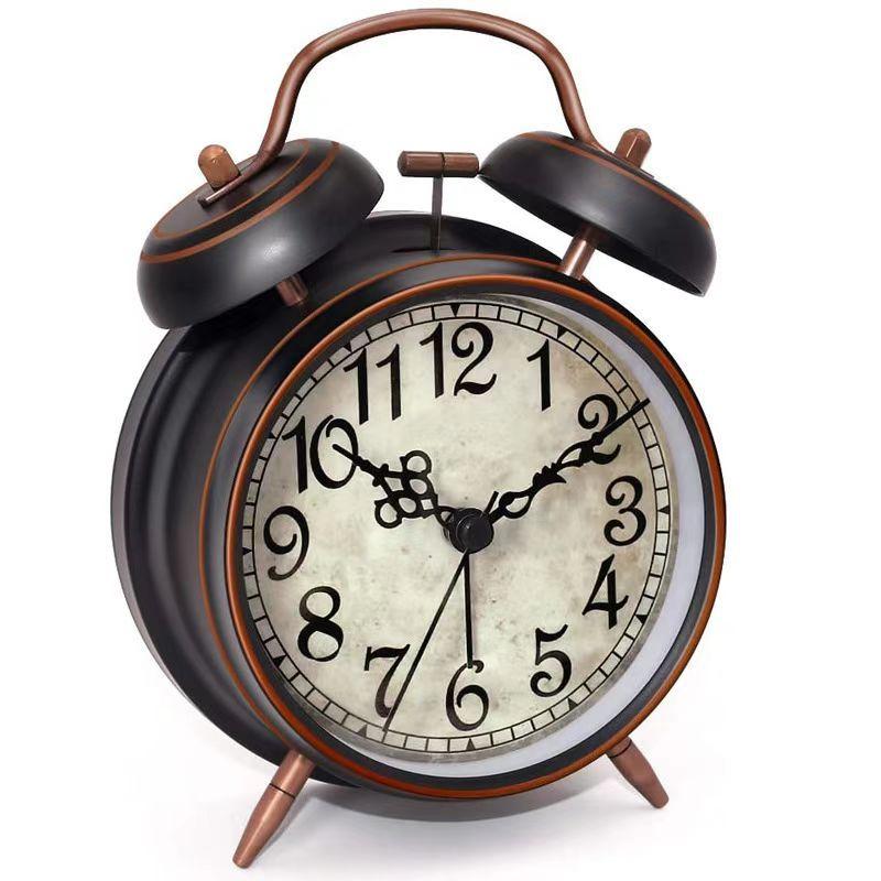 

Громкий будильник для крепкого сна, 4-дюймовый двойной звонок, будильник с подсветкой для спальни и домашнего декора