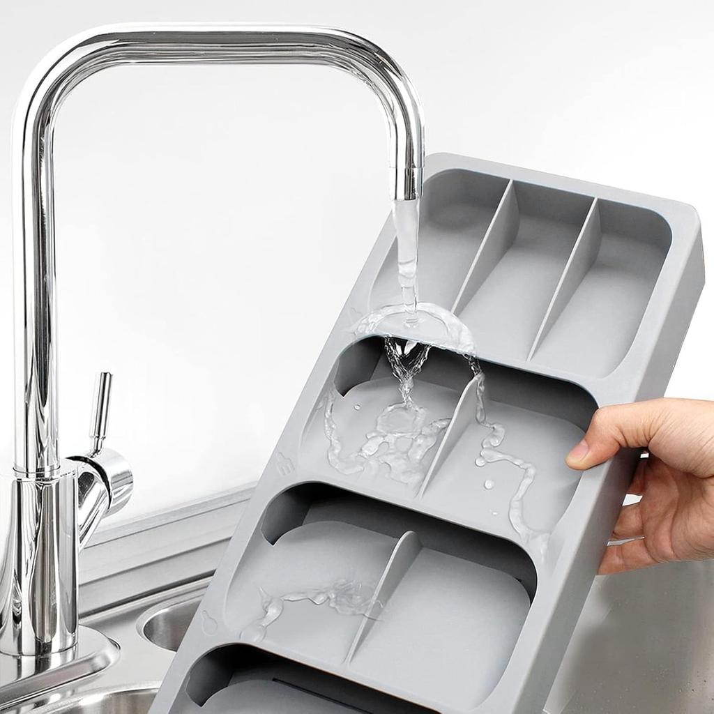 Kitchen Drawer Organizer Tray,Drawer Organiser,Cutlery Tray,Expandable Utensil Tray for Kitchen,Compact Plastic Storage Organisation for Spoons