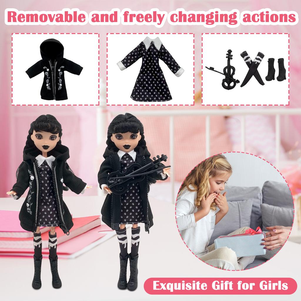 11.5 Inch Doll With Gift Box Black Dress Heels And Hair Perfect Toy Gift For Girls And Fans