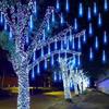 Solar Meteor Shower Rain LED String Lights 8 Tubes Street Garlands Christmas Tree Decorations for Outdoor Fairy Garden Lights