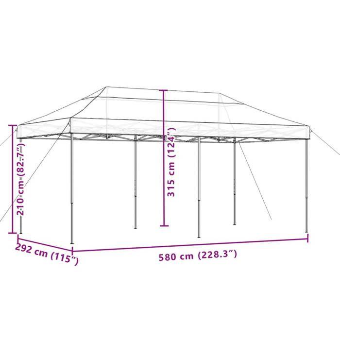 VidaXL Collapsible Pop-Up Party Tent Black 580x292x315 Cm, Tent, Awning Tent, Gazebo Awning, Gazebo Tent, 4004942