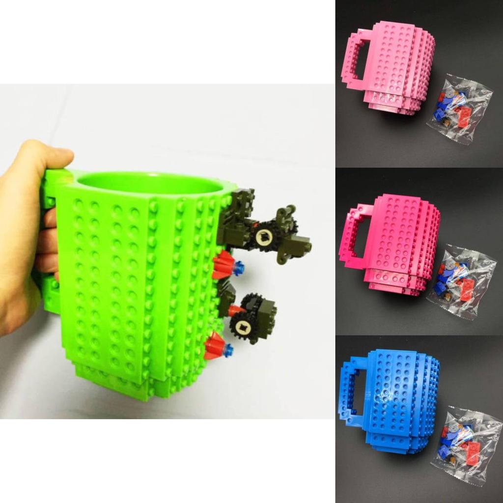 Bunter DIY Bausteinbecher mit 350 ml Fassungsvermögen Plastik-Kaffeetasse im europäischen Stil