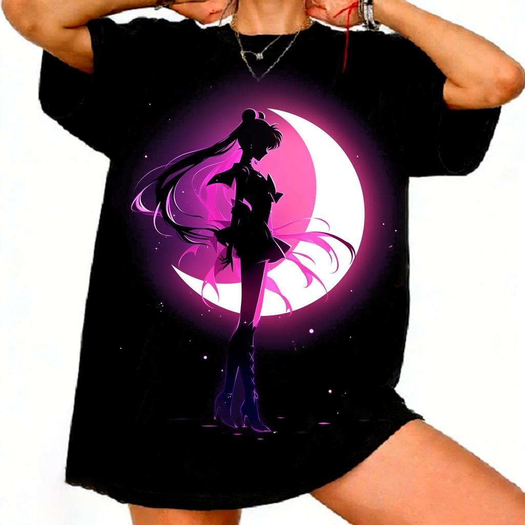 Sailor Moon Retro 90s Anime Graphic T Shirt Summer Cotton Unisex Women Tee Streetwear Casual Trend Short Sleeve Couple Hip Hop Top