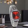 High-End Retro Silver Small Square Steel Band Watch with Calendar, Gold Brick Quartz Movement for Men and Women