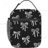 Zwart Wit Strikken Lunchtas Lunchbox Voor Kantoor Picknick Wandelen Strand Lunch Tote Herbruikbare Geïsoleerde Koeltas