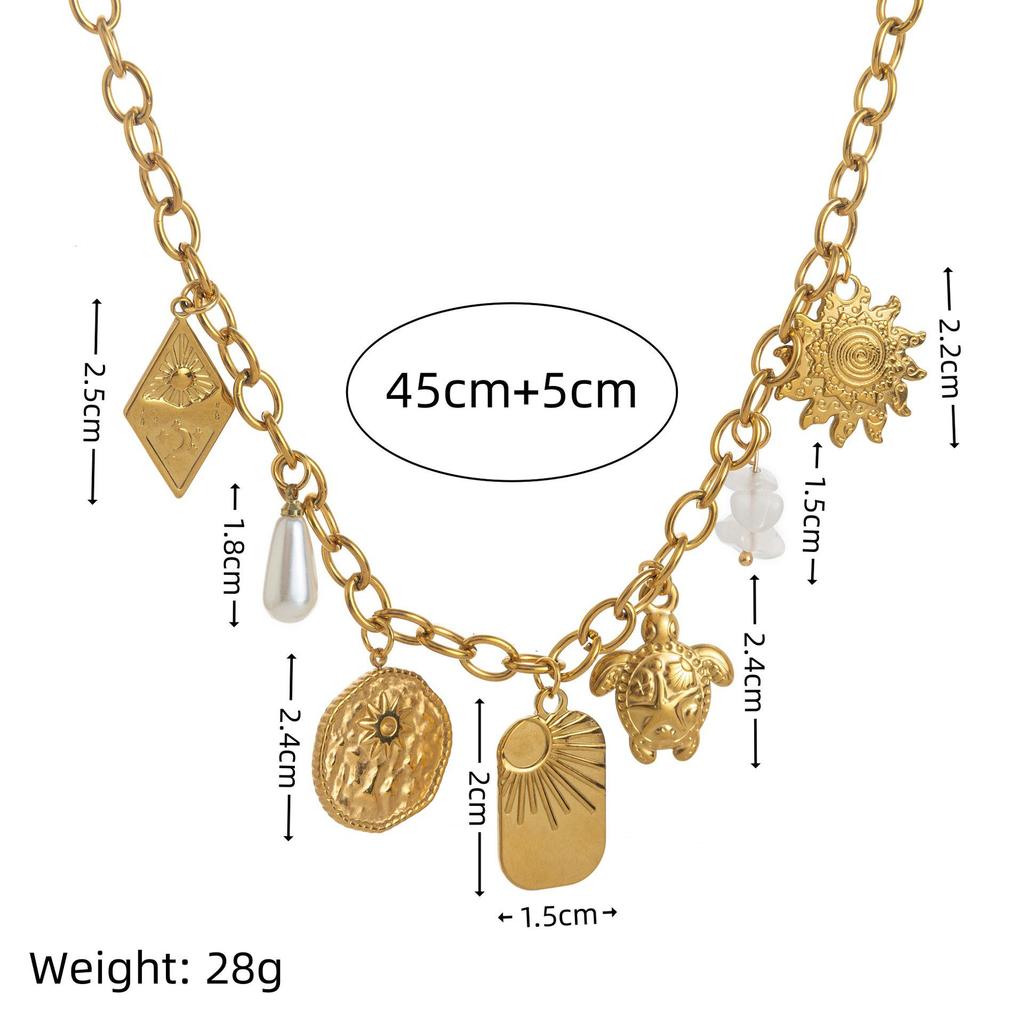 Valentine's Day Titanium Stainless Steel Necklace - Flower & Heart Pendant