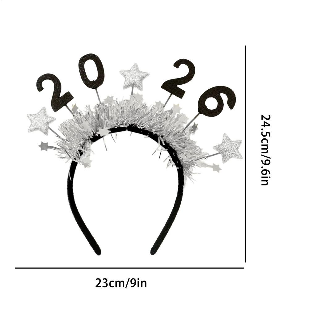

2026 Happy New Year Headbands Glitter Tinsel Star Hair Hoops Party Favors Household Holiday Hair decor Accessories серебряный