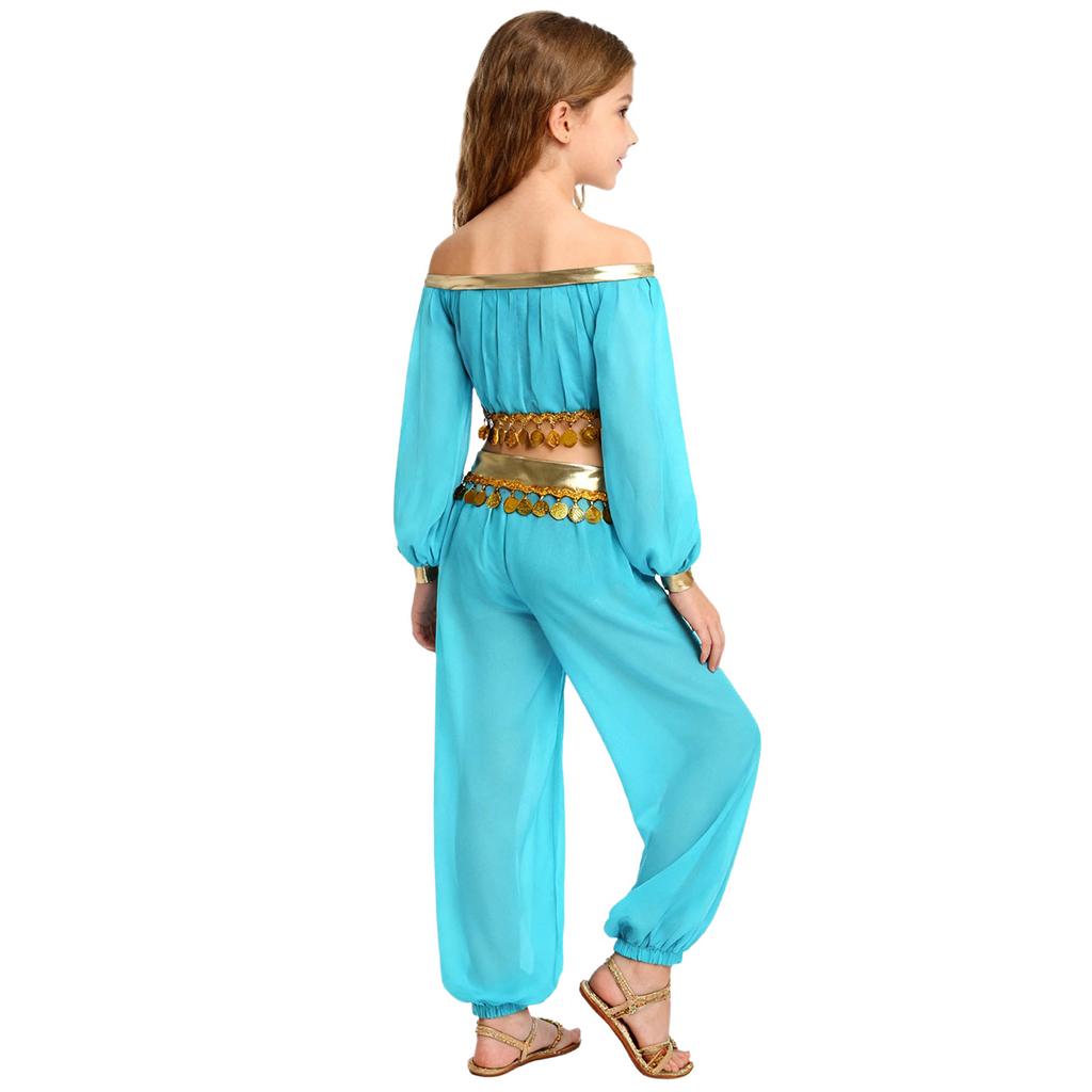 Girl Belly Dance Costume Sequin Tassel Top Pants Built In Briefs Rhinestone Decoration Long Sleeve Outfit