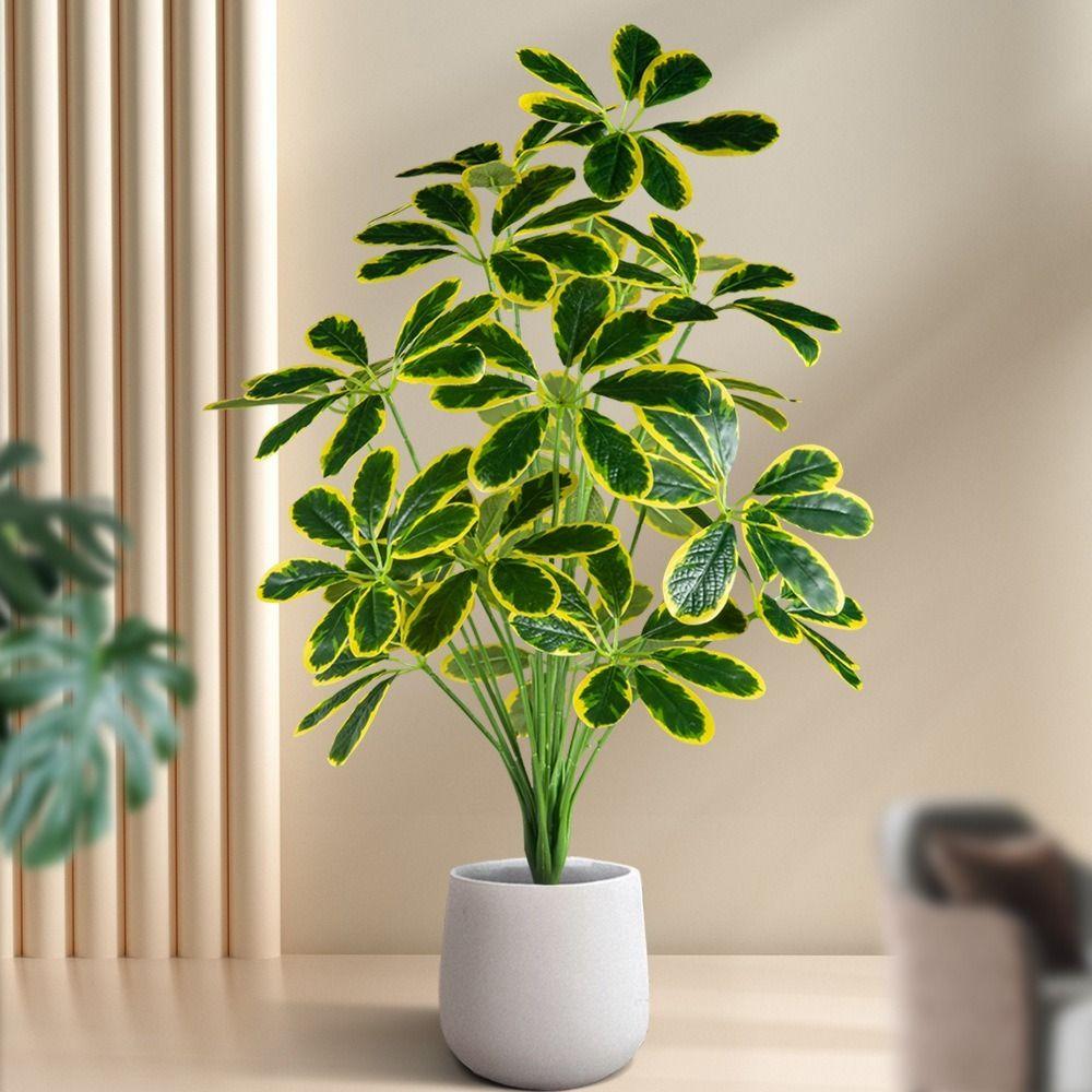 Plastic Material Fake Palm Plants Large Size Plastic Shrub Leaves For Outdoor Decor