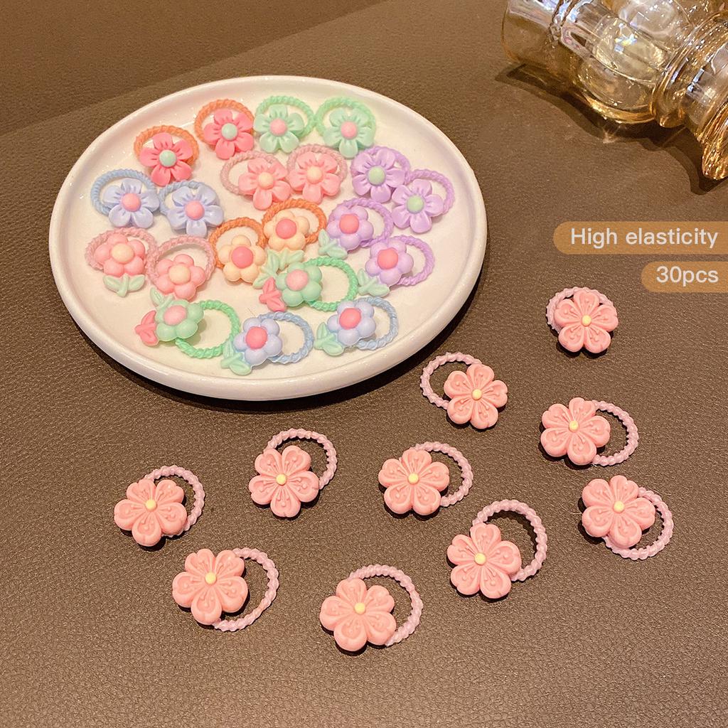 30 cute little girls with flower bands and children's hair rings suitable for daily use as hair accessories