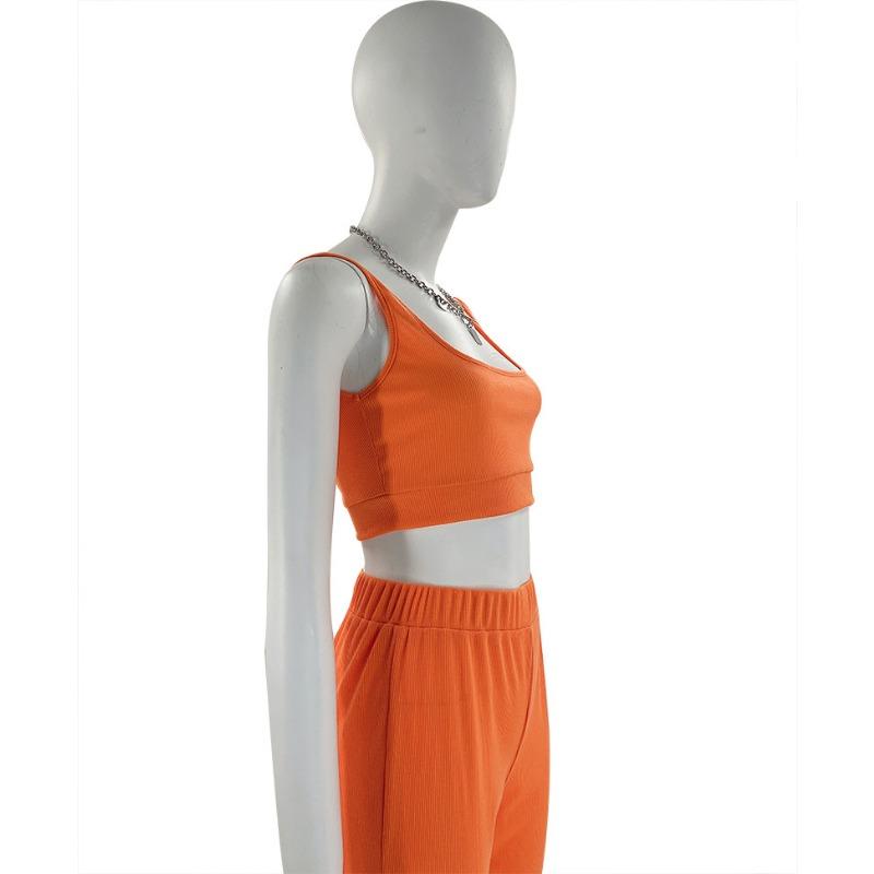 Women's Straight Draped Hip Tight Yoga Pants Solid Colour Sleeveless Vest Fashion Casual Pant Suit