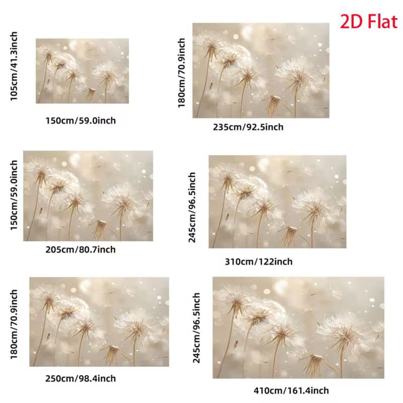 Aesthetic Dandelion Tapestry with Bokeh Light Neutral Beige Floral Wall Hanging for Living Room