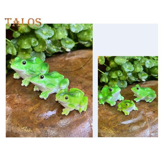 3Pcs Miniature Frog Figurines Plant Decorations Realistic Looking Weather-Resistant Adorable Frog Statues Garden Decor