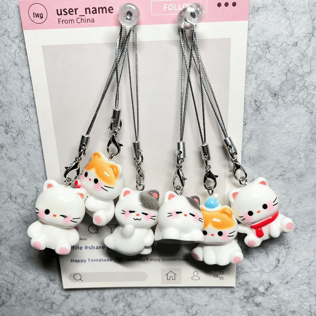 3D Cartoon Kitten Phone Charm, Cute Resin Keychain, Student Bag Pendant, Couple or Best Friend Gift