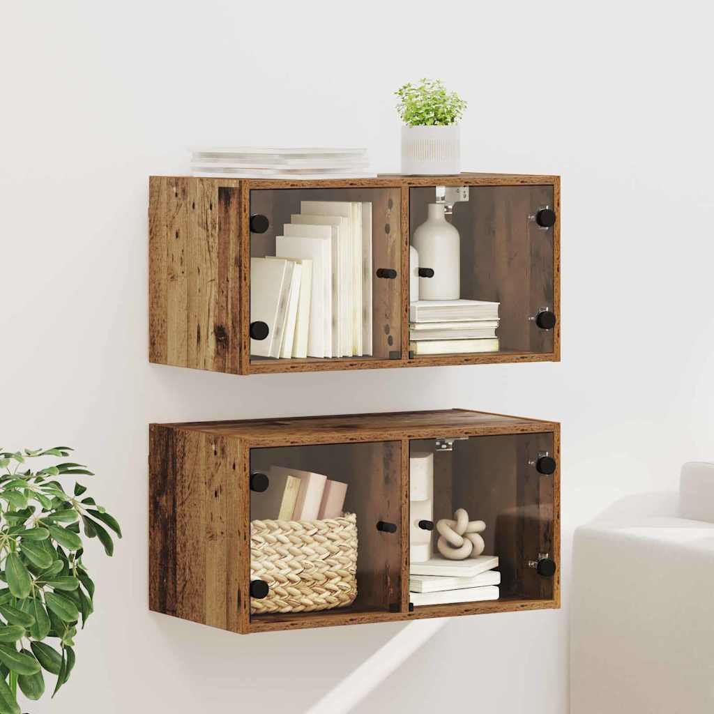 Wall Cabinets 2 pcs Reclaimed Wood Look 68 x 37 x 35 cm Particleboard