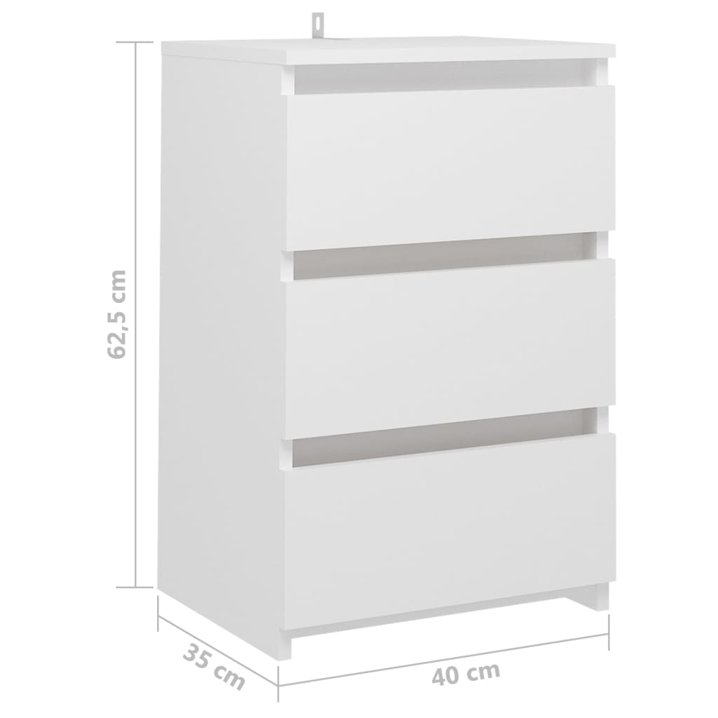 Vidaxl Szafka Nocna, Biała, 40X35X62,5 Cm, Materiał Drewnopochodny