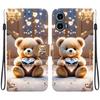 Handmade PU Leather Flip Case for Motorola Moto G34 Anti-Slip Shockproof Cover with Wrist Strap & Heart/Rose Cat Designs