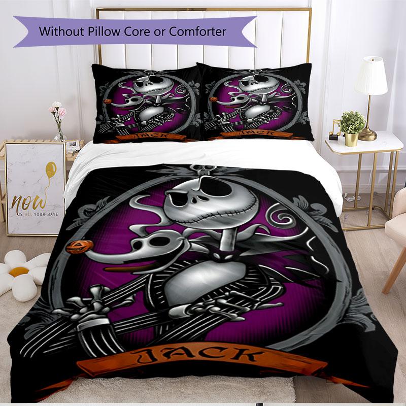 3pcs Duvet Cover Set (1*Duvet Cover + 2*Pillowcase, Without Core), The Nightmare Before Christmas Print Soft All‑Season Bedding Set, Home Bedroom Deco