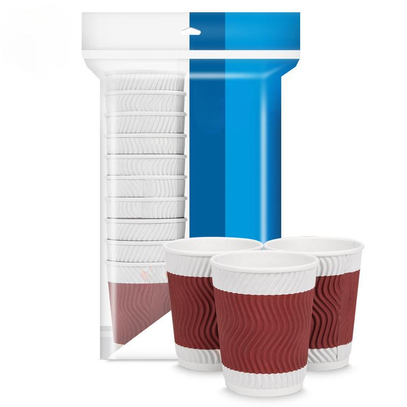 20pcs Disposable Coffee Paper Cups Insulated Double-layered Corrugated Hot Tea Milk Beverage Cup Cold Beverage Party Paper Cup 20pcs