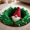 2D Flat Christmas Carpet 3D Visual Optical Illusion Rugs Non-slip Christmas Floor Mat Decor Optical Illusion Gnome Round Rugs