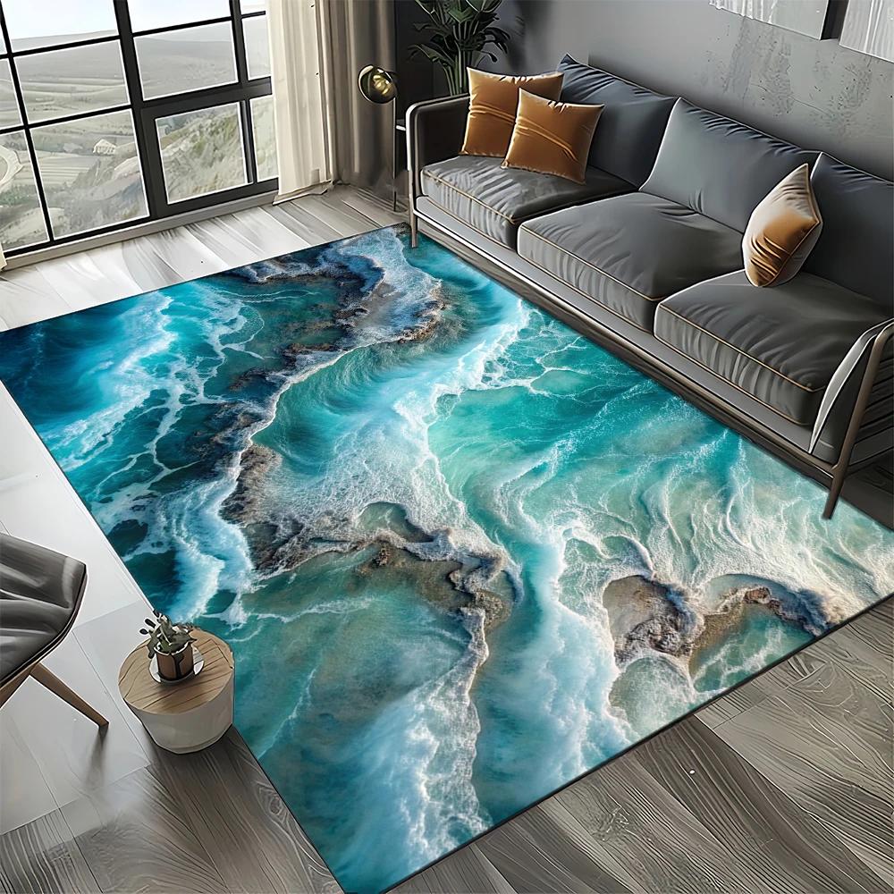 27 Style New Sea Water Beach Reef Nature Scenery Carpet Rug for Living Room Bedroom Home Sofa Decoration,Kids Non-slip Floor Mat
