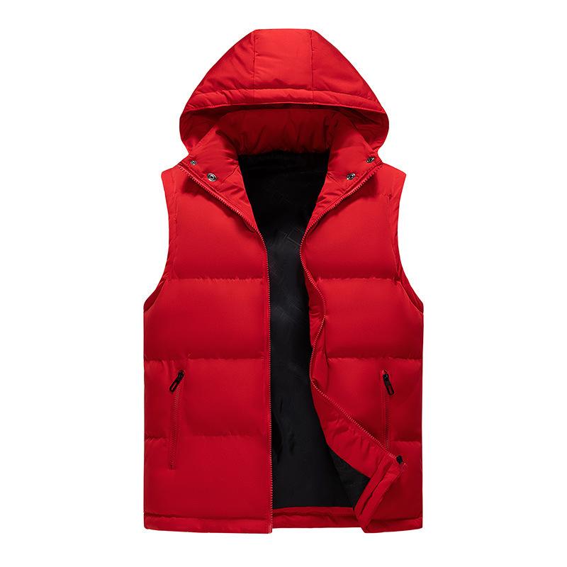 

Brand Hooded Vest Men Casual Waistcoat Sleeveless Padded Jacket Couples Detachable Hat Zipper pockets Down Jackets men Outwear XL