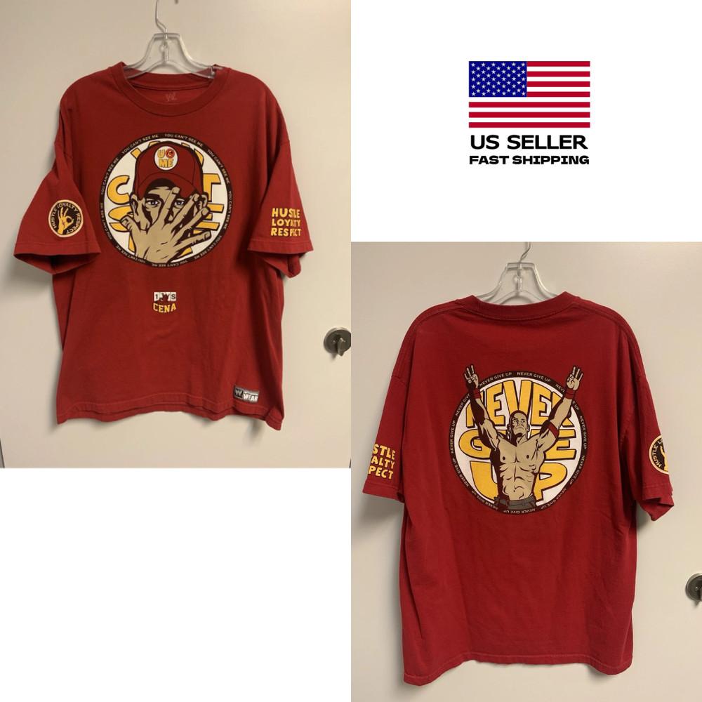 John Cena WWE T-shirt Never Give Up 2014 Authentic WWE Wear Men’s All Size Unisex T-Shirt M