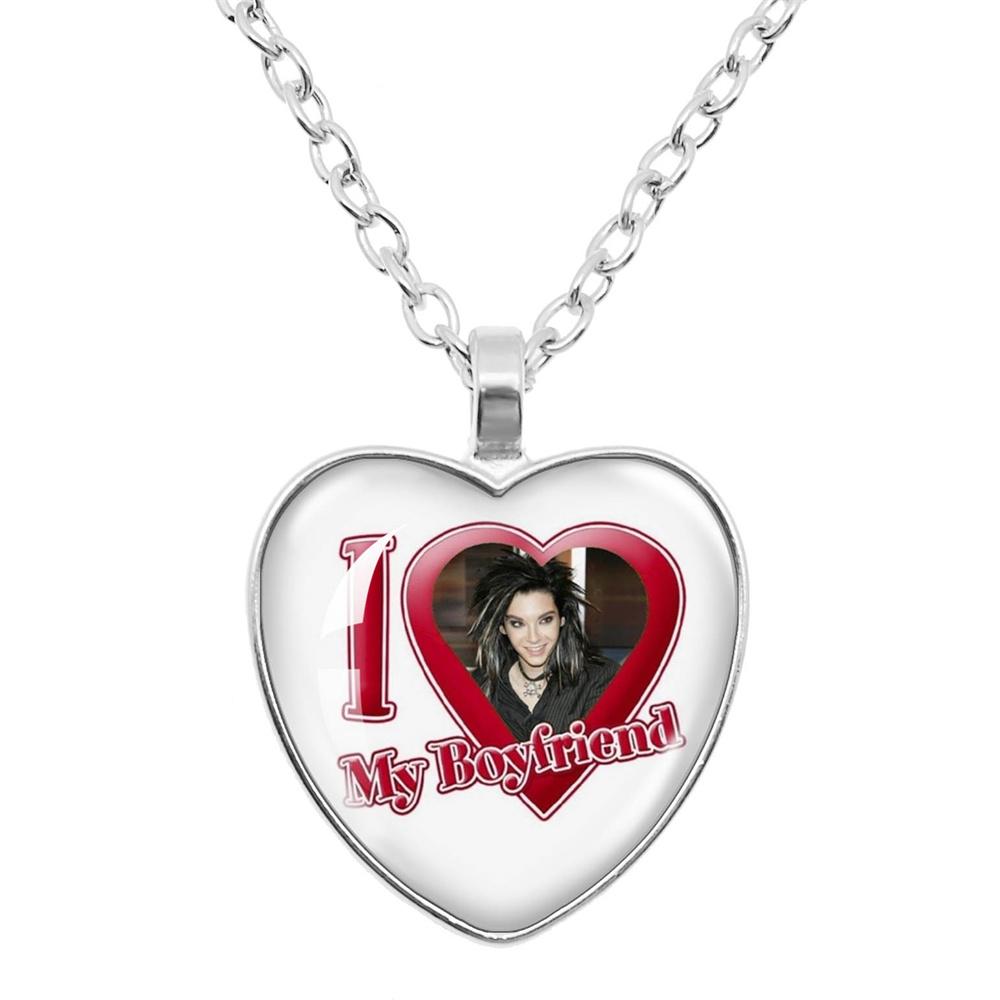 Pop Retro Rock Band Tokio Hotel Glass Heart Shape Pendant Necklace Bill Kaulitz Music Songer Picture Jewelry Charm Fans Gift