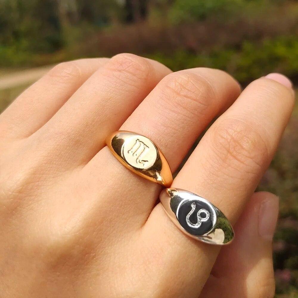 12 Stjernetegn Konstellasjonsringer for Kvinner Søt Ring Rustfritt Stål Løven Jomfruen Skorpionen Personlighet Party Smykker Gaver