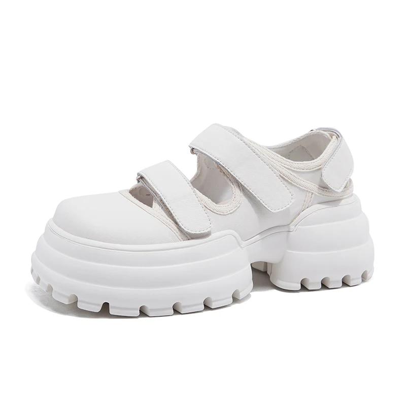 Fashion 2025 Summer New Thick-Soled Casual Sandals Heightened Sports Beach Sandals Square Toe Hook & Loop Platform Fashion Sandals