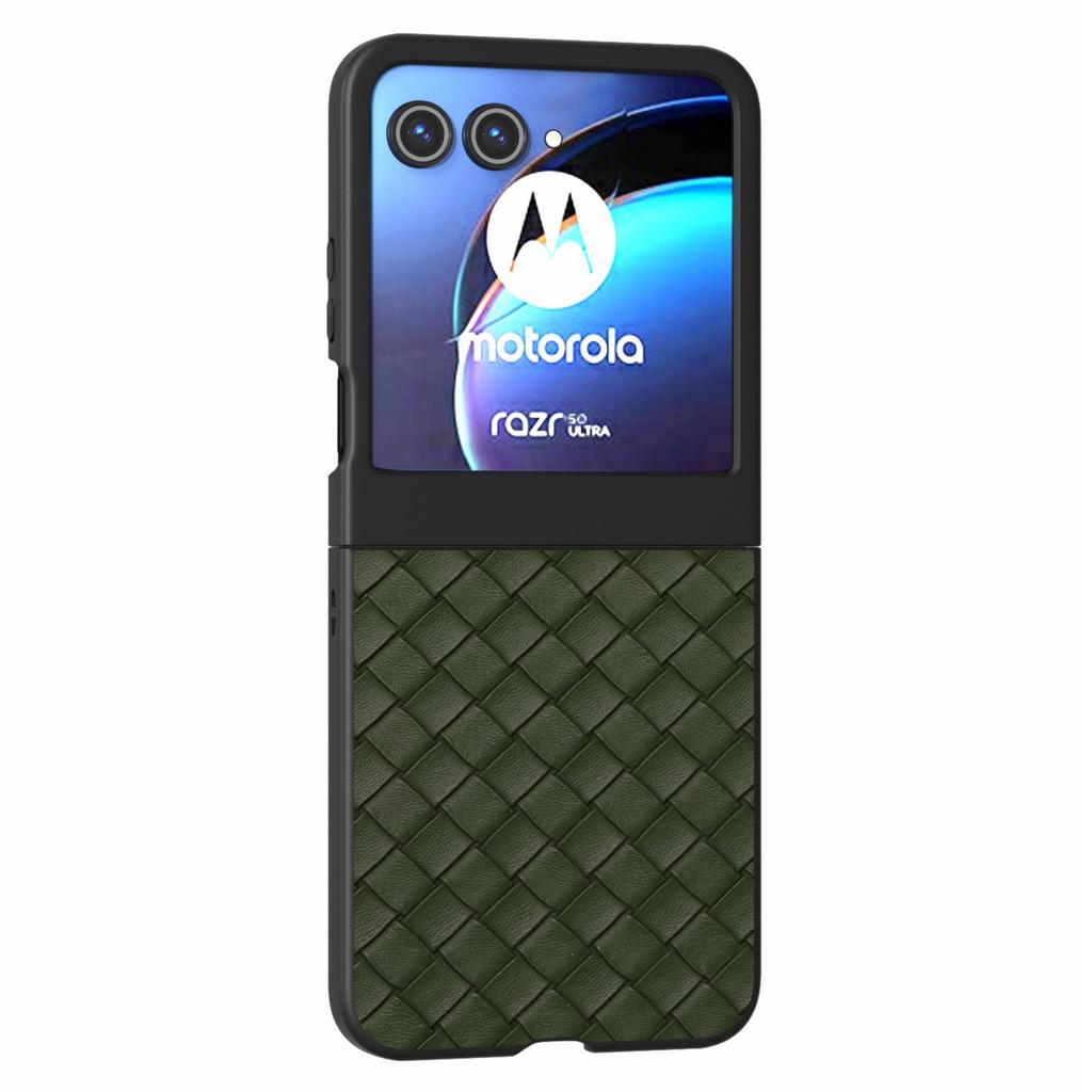 Für Motorola Razr 50 5G Hülle Gewebte Textur PU-Lederbeschichtete Hart-PC-Abdeckung
