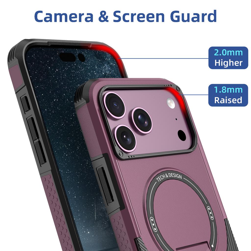 Armor For Magsafe Stand Invisible Case for 17 18 Pro Max 18pro 17pro Magnetic Wireless Charge Heavy Duty Protection Cover